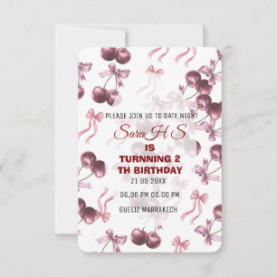 Invitación de cumpleaños Cherry Sweet, lazo de cer