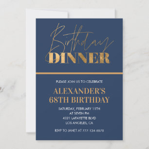 Invitación de cumpleaños Chic 68 Cumpleaños Cena