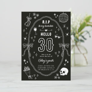 Invitación de cumpleaños Chic gótico RIP a mis 20s