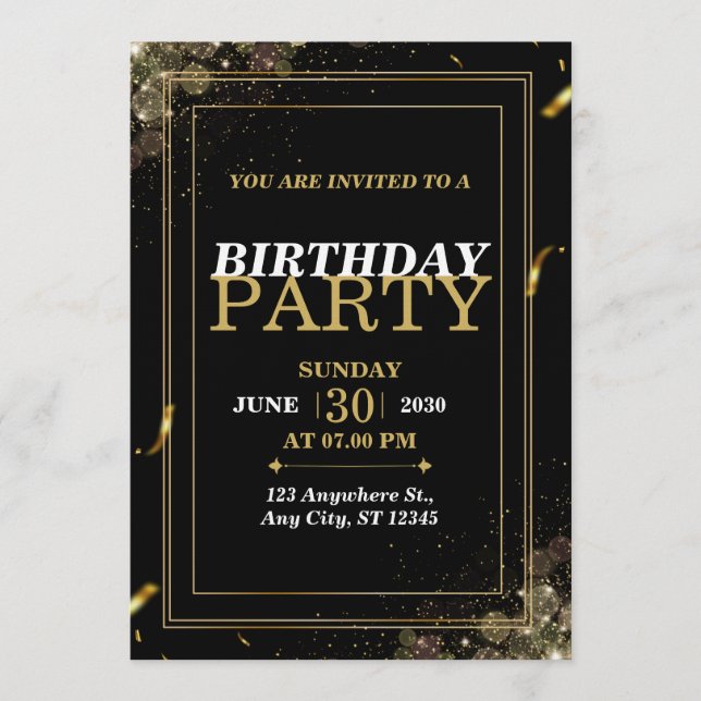 “Invitación de cumpleaños chic pastel – Tarjeta mo (Anverso)