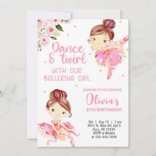 Invitación de cumpleaños chica Ballerina, giro de