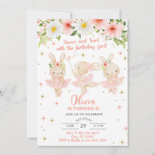Invitación de cumpleaños chica Ballerina, vuelta d