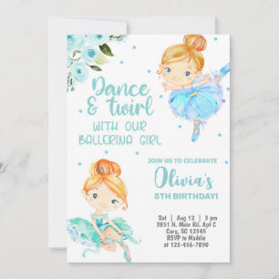 Invitación de cumpleaños chica Ballerina, vuelta d