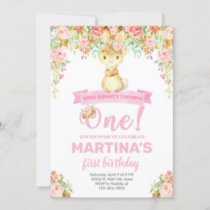 Invitación de cumpleaños chica conejito marrón, in