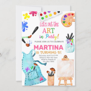 Invitación de cumpleaños chica de arte, invitación