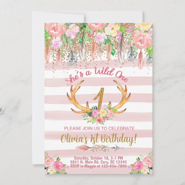 Invitación de cumpleaños chica de los salvajes de  (Anverso)