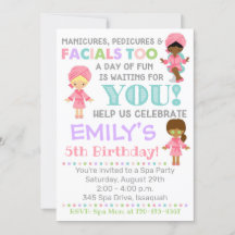 Invitación de cumpleaños Chica Spa Fiesta