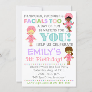 Invitación de cumpleaños Chica Spa Fiesta