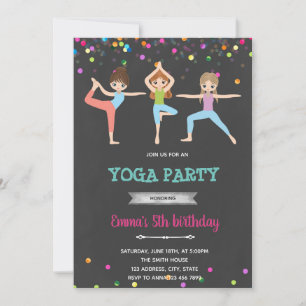 invitación de cumpleaños chica yoga