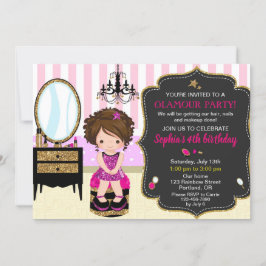 Invitación de cumpleaños chicas de fiestas de moda