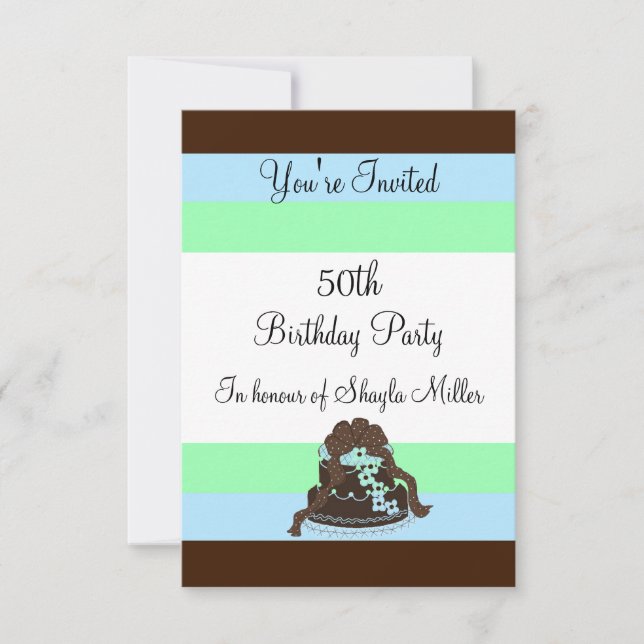 Invitación de cumpleaños cincuenta con raya modern (Anverso)