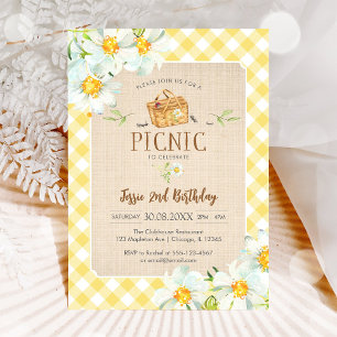 Invitación de cumpleaños Clásica Amarilla para pic