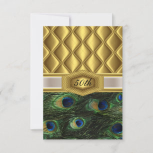 Invitación de cumpleaños clásica dorada de pavo re