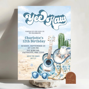 Invitación de cumpleaños Coastal Cowgirl Yee Haw