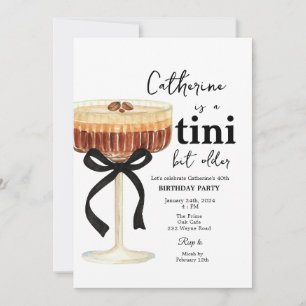 Invitación de cumpleaños cóctel de café con lazo n