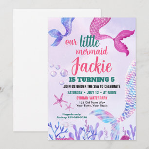Invitación de cumpleaños cola de sirena linda