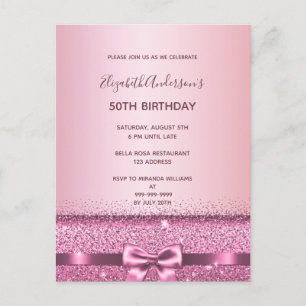 Invitación de cumpleaños color púrpura rosa