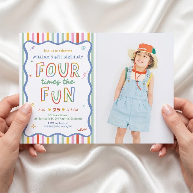Invitación de cumpleaños colorida Cuatro Veces Div (Subido por el creador)