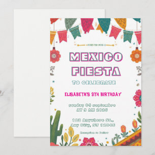 Invitación de cumpleaños Colorida Fiesta Mexicana