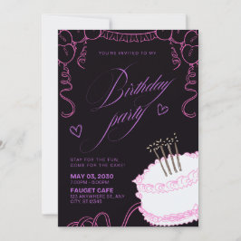 Invitación de cumpleaños colorida - Tarjeta de fie