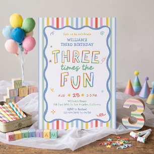 Invitación de cumpleaños colorida Tres Veces Diver