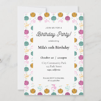 Invitación de cumpleaños colorida y moderna