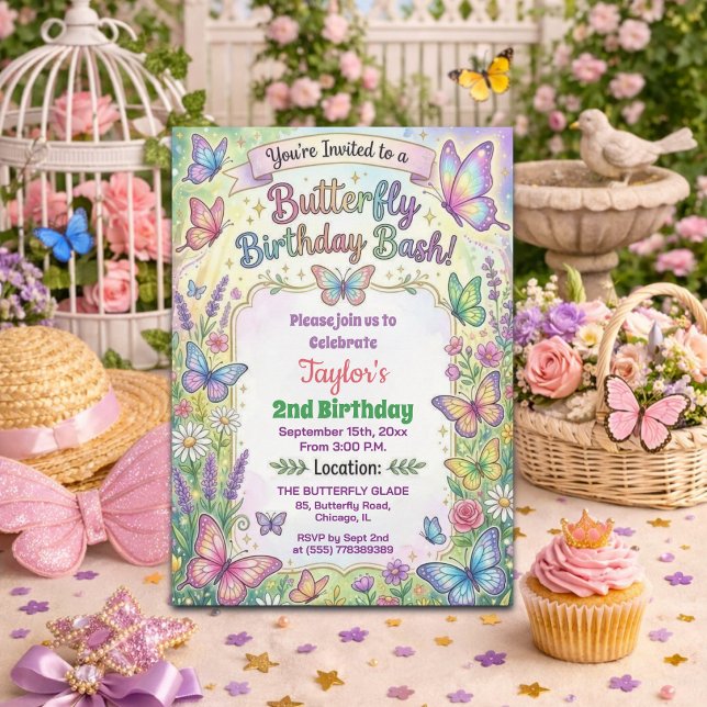Invitación de Cumpleaños Colorido de Mariposas par (Subido por el creador)