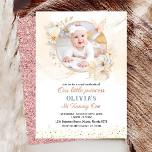 Invitación de cumpleaños con acuarela floral de me