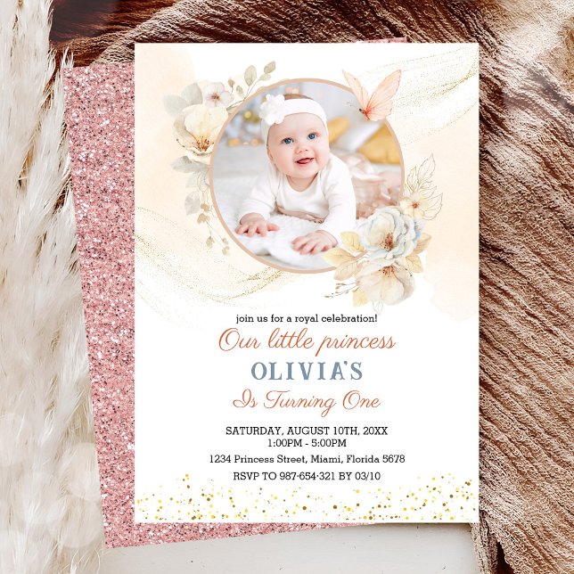 Invitación de cumpleaños con acuarela floral de me (Subido por el creador)