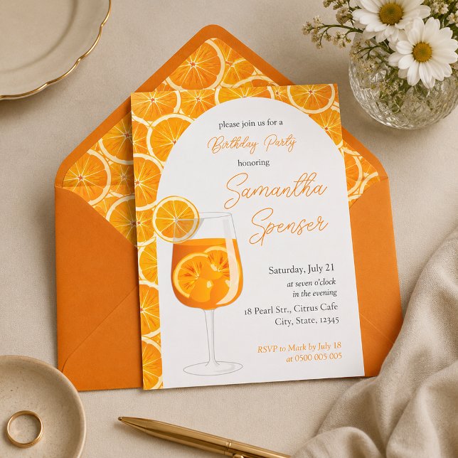 Invitación de cumpleaños con Aperol Spritz (Subido por el creador)