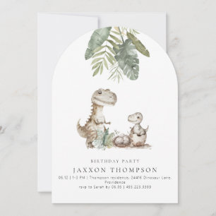 Invitación de cumpleaños con arco de dinosaurio