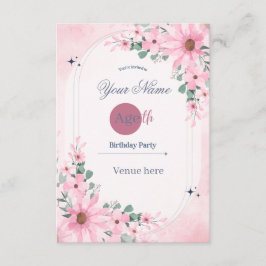 Invitación de cumpleaños con arco floral rosa
