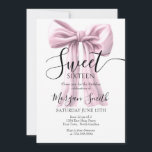 Invitación de cumpleaños con arco rosado, dulce di<br><div class="desc">Invitación de cumpleaños de Bow Rosado,  invitación de Bow Rosado Moderno,  decoración de fiesta de cumpleaños de Bow Rosado,  fiesta de cumpleaños de niñas, </div>