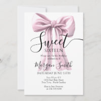 Invitación de cumpleaños con arco rosado, dulce di