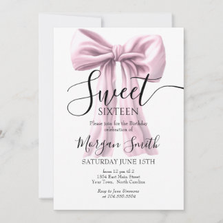 Invitación de cumpleaños con arco rosado, dulce di