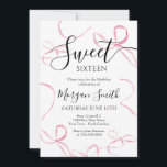 Invitación de cumpleaños con arco rosado, dulce di<br><div class="desc">Invitación de cumpleaños de Bow Rosado,  invitación de Bow Rosado Moderno,  decoración de fiesta de cumpleaños de Bow Rosado,  fiesta de cumpleaños de niñas, </div>