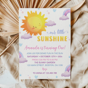 Invitación de cumpleaños con arcoiris a nuestro pe