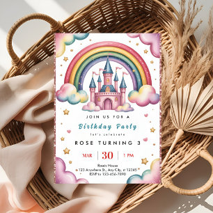 Invitación de cumpleaños con arcoíris para niños c