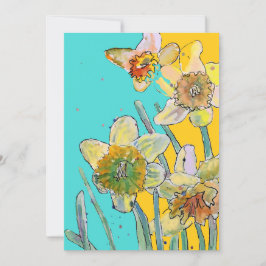 Invitación de cumpleaños con arte de narcisos en a