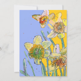 Invitación de cumpleaños con arte de narcisos en a