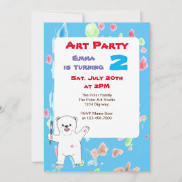 Invitación de cumpleaños con arte de osos polares 