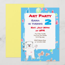 Invitación de cumpleaños con arte de osos polares