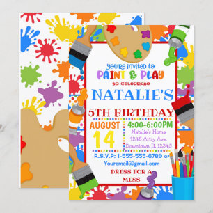 Invitación de cumpleaños con arte de pintura