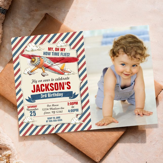 Invitación de cumpleaños con avión / El tiempo vue (Subido por el creador)