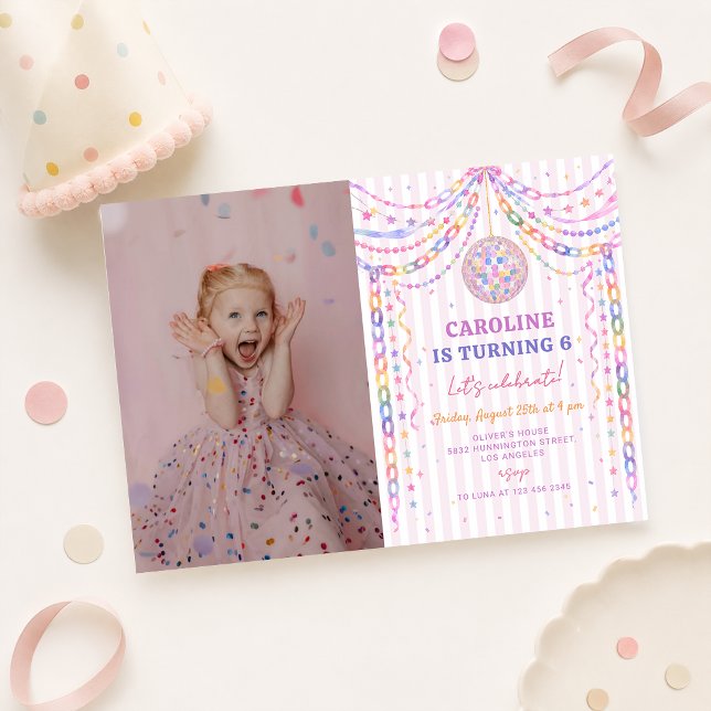Invitación de cumpleaños con bola de discoteca de  (Subido por el creador)