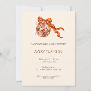 Invitación de cumpleaños con bola de discoteca de
