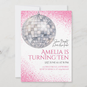 Invitación de cumpleaños con bola de discoteca ros