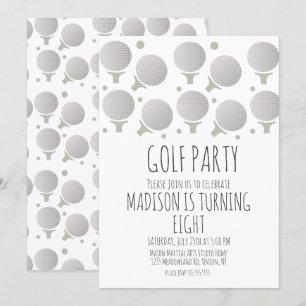 Invitación de cumpleaños con bolas de golf en mini