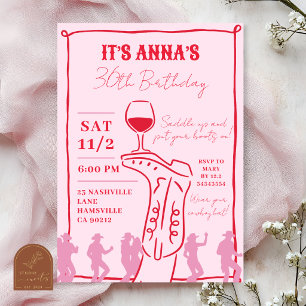 Invitación de cumpleaños con botas de vaquera dibu