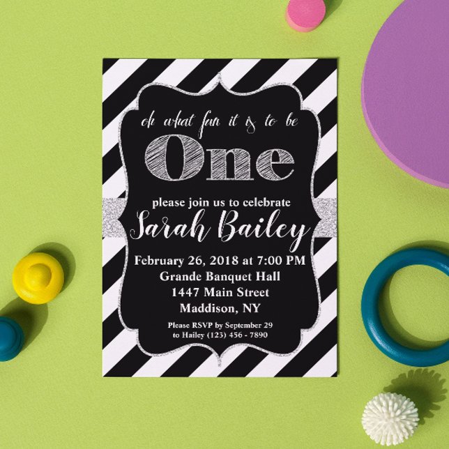 Invitación de cumpleaños con brillo de plata para  (Subido por el creador)